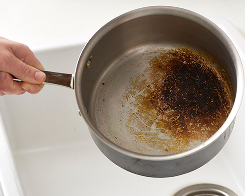 get rid of burns from stainless steel
